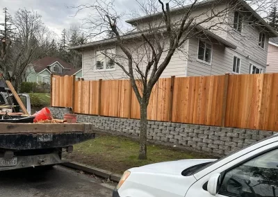 Wood fence around house