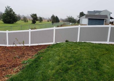 Two Tone Vinyl Privacy Fence with White and Tan
